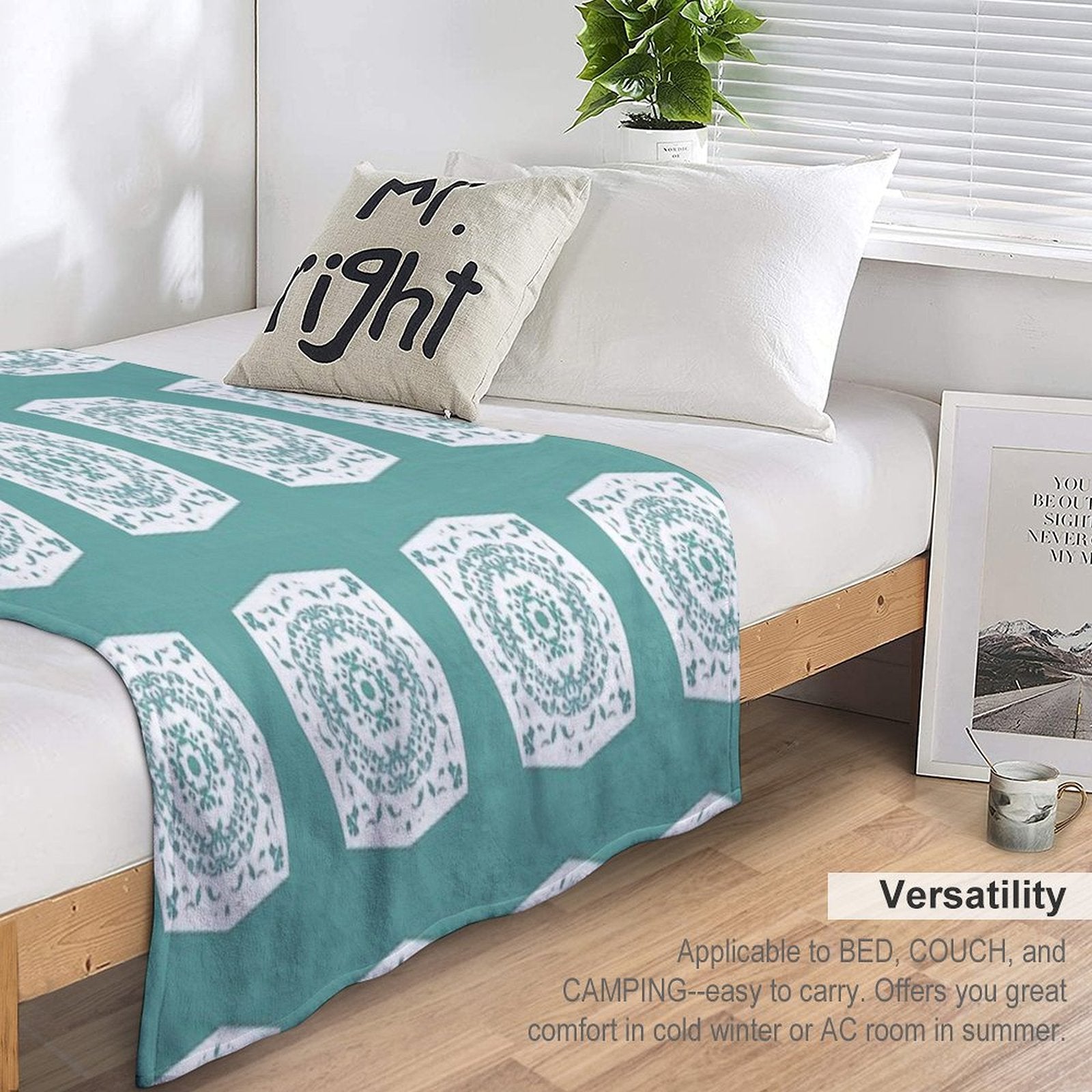 Sage Green Quilt Block Premium Throw Blanket