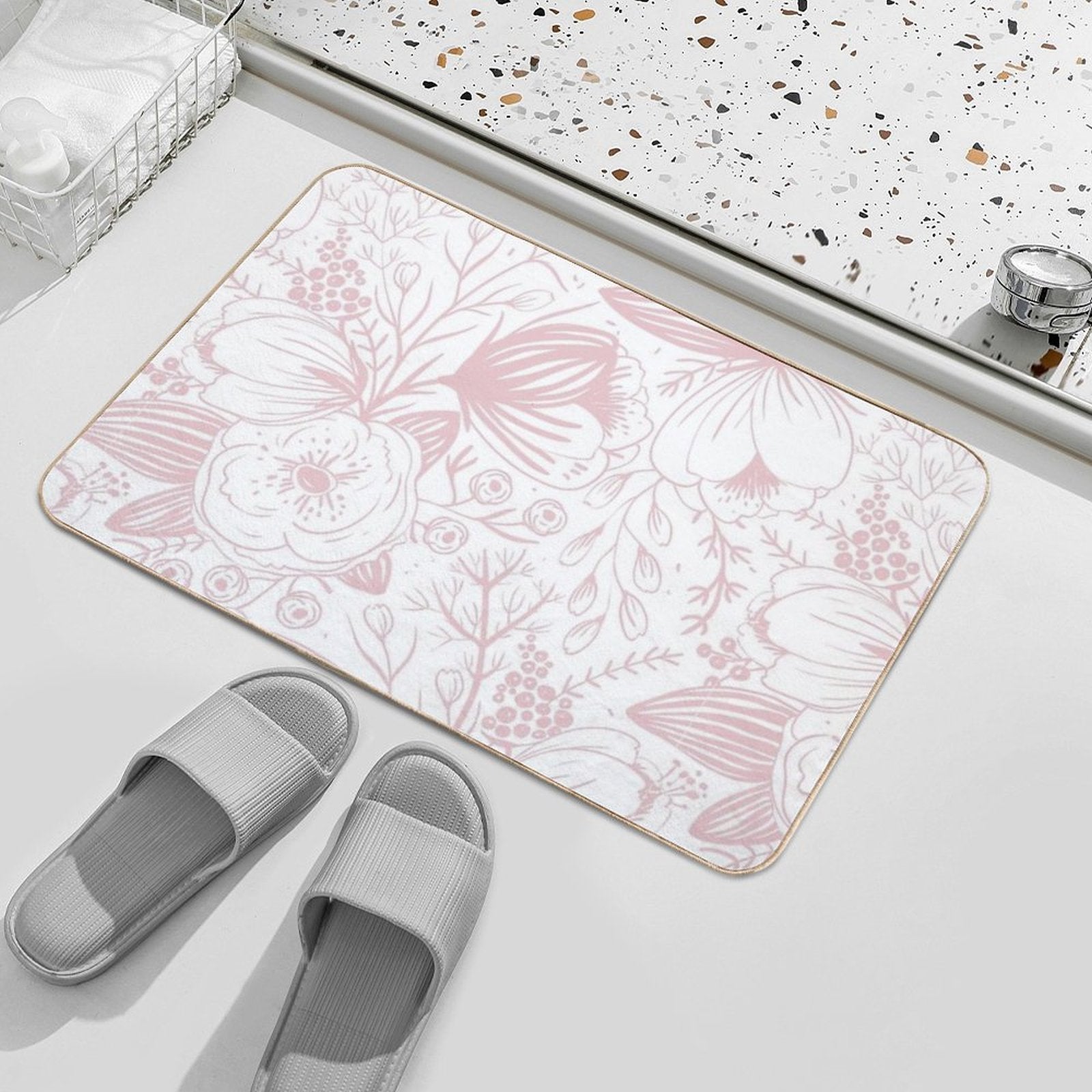Vintage Light Color Floral Patterns, Vintage Light Color  Pattern ,Pattern for Nature Lovers.  Multi-Purpose Bath Mat