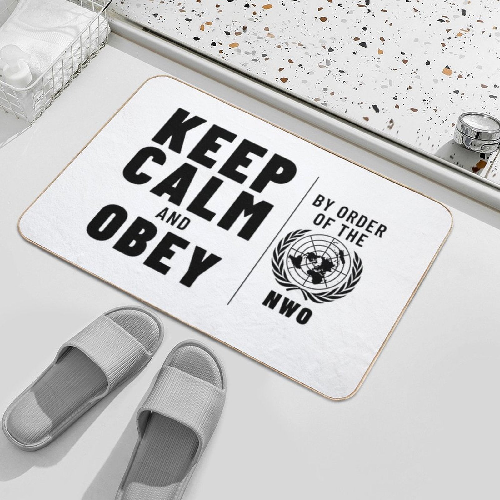 KEEP CALM AND OBEY NWO OBEY Inspired by The Movie THEY LIVE Starring Roddy Piper  Easy To Clean Bath Mat