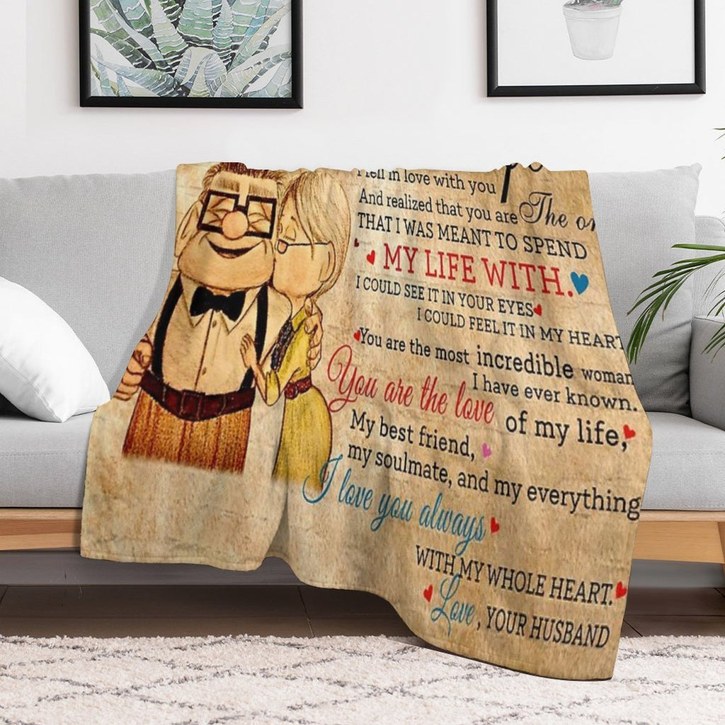 Carl And Ellie To My Wife I Love You Always With My Whole Heart, Valentines Gift For Wife Premium Throw Blanket