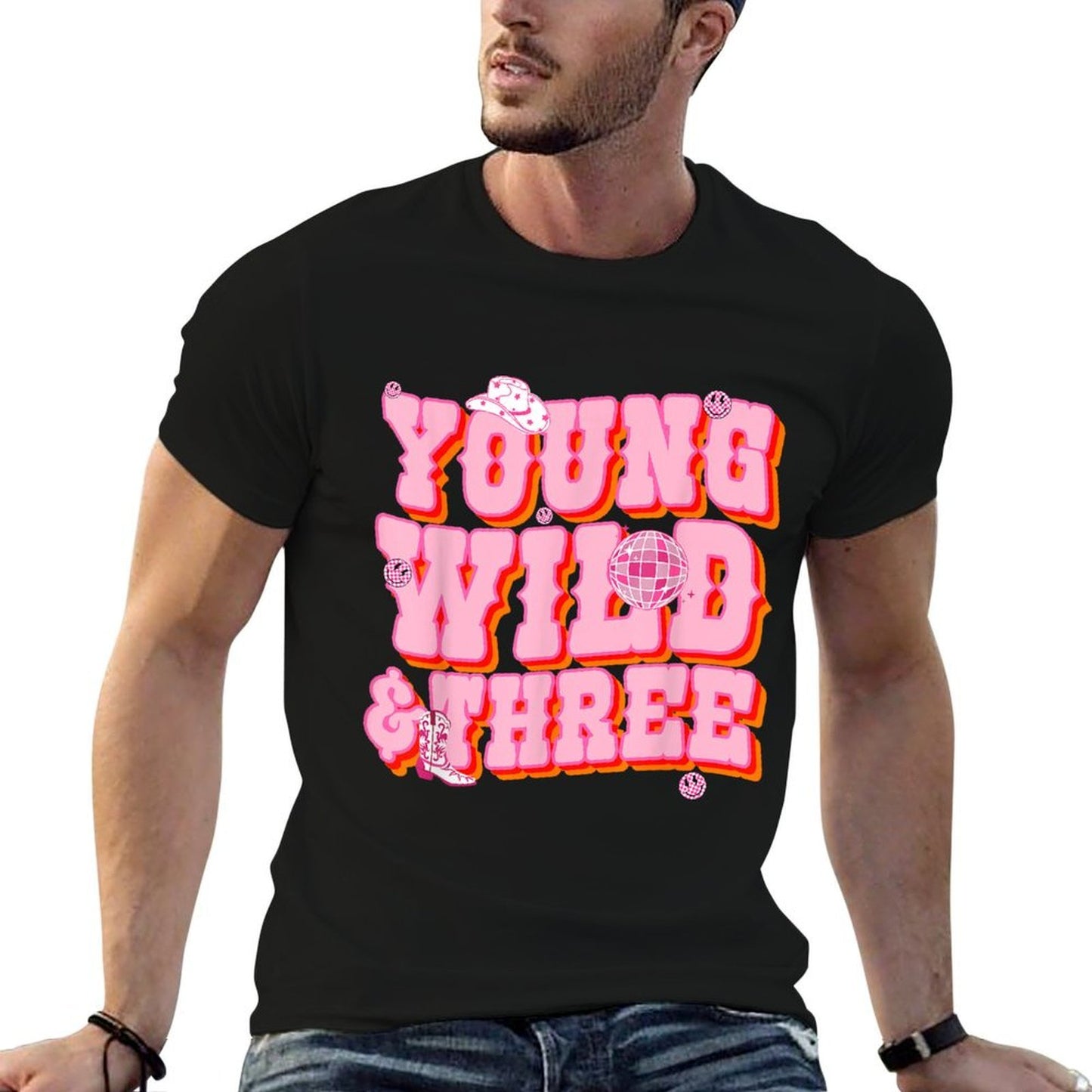 Young Wild & Three 3 Years Old Cowgirl 3rd Birthday Girls  Classic T-Shirt