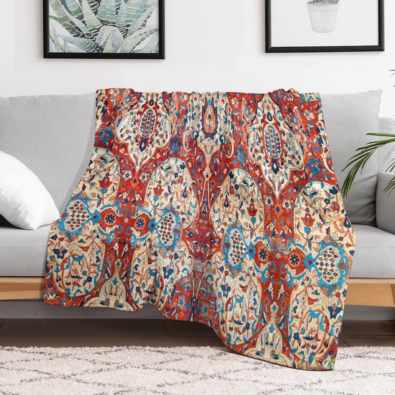 Tabriz  Azerbaijan Northwest Persian Rug Print Wrinkle-free Throw Blanket