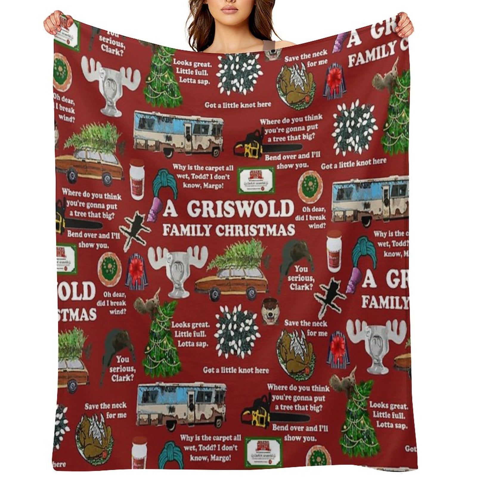 Christmas Vacation Collage Travel-friendly Throw Blanket