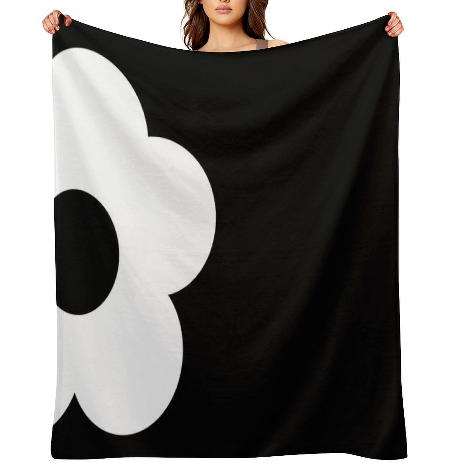 Bold Retro Contrast Flower Graphic Velvety-soft Throw Blanket