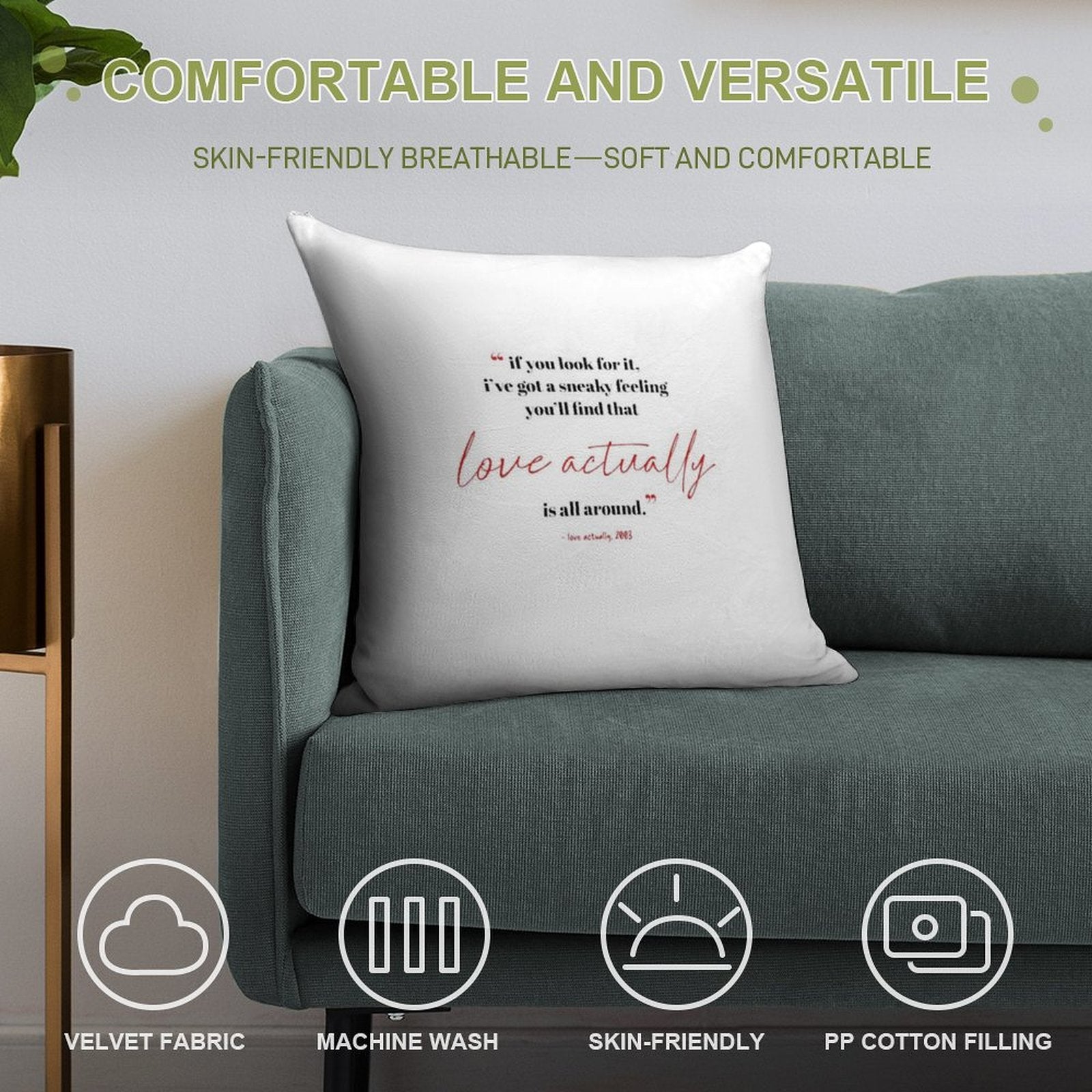 Love Actually Soft Fade-Resistant Throw Pillow