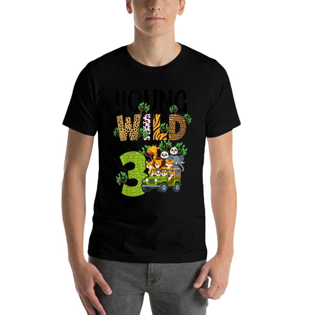 Kids Young Wild And Three Safari Animals Jungle Birthday Party To  Classic T-Shirt