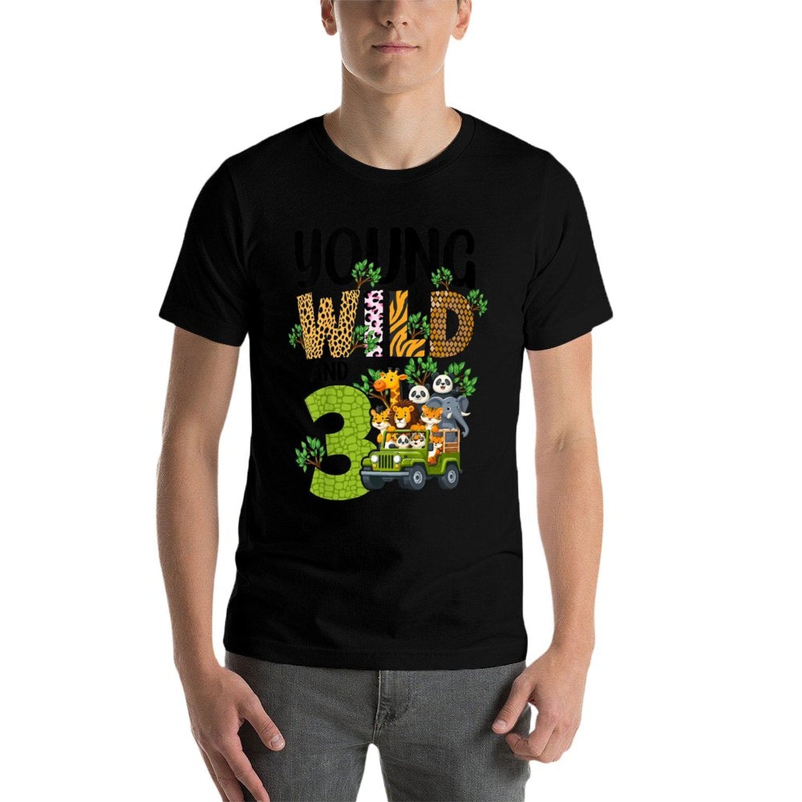 Kids Young Wild And Three Safari Animals Jungle Birthday Party To  Classic T-Shirt