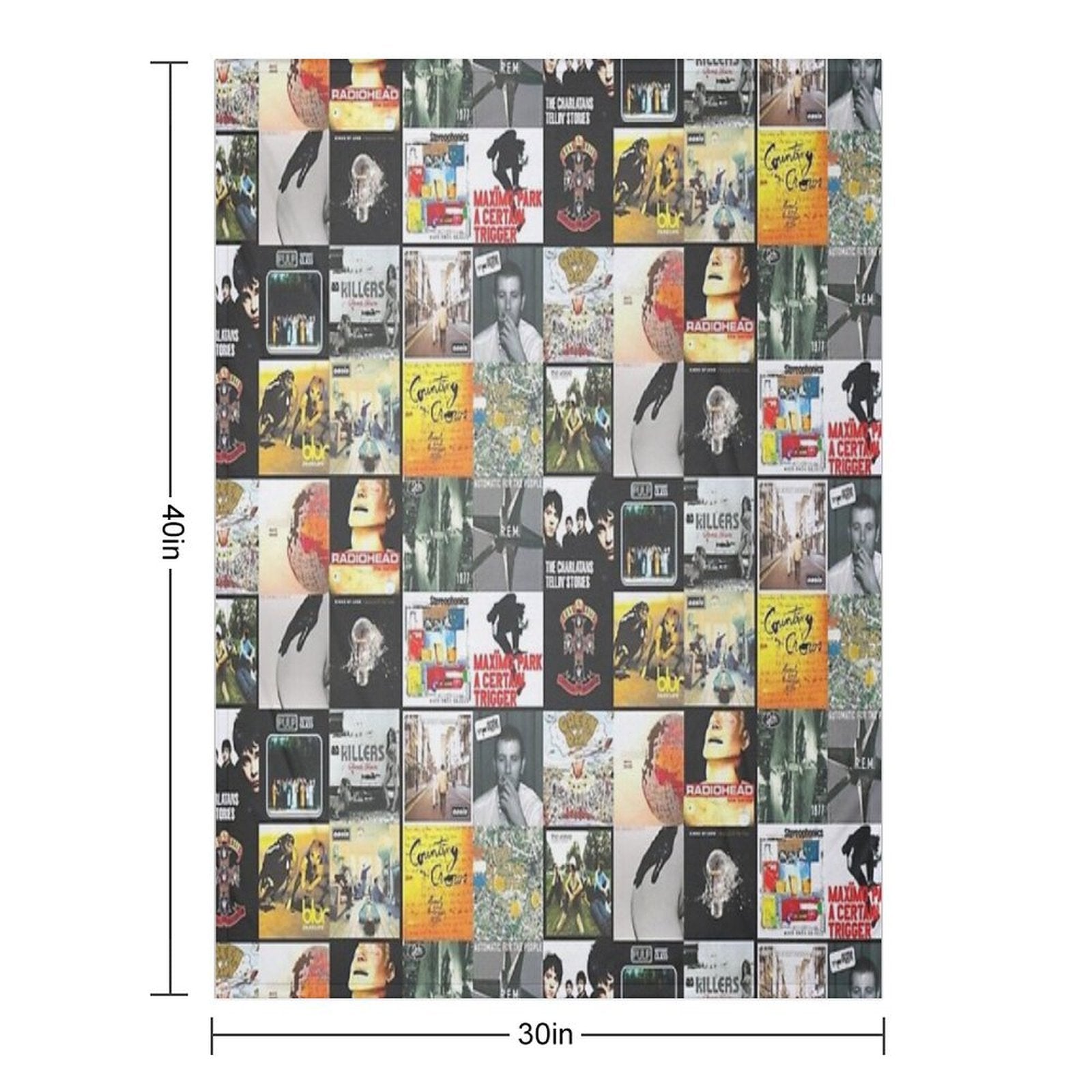 90s 00s Indie Britpop Albums Homage Collage Sustainable Throw Blanket