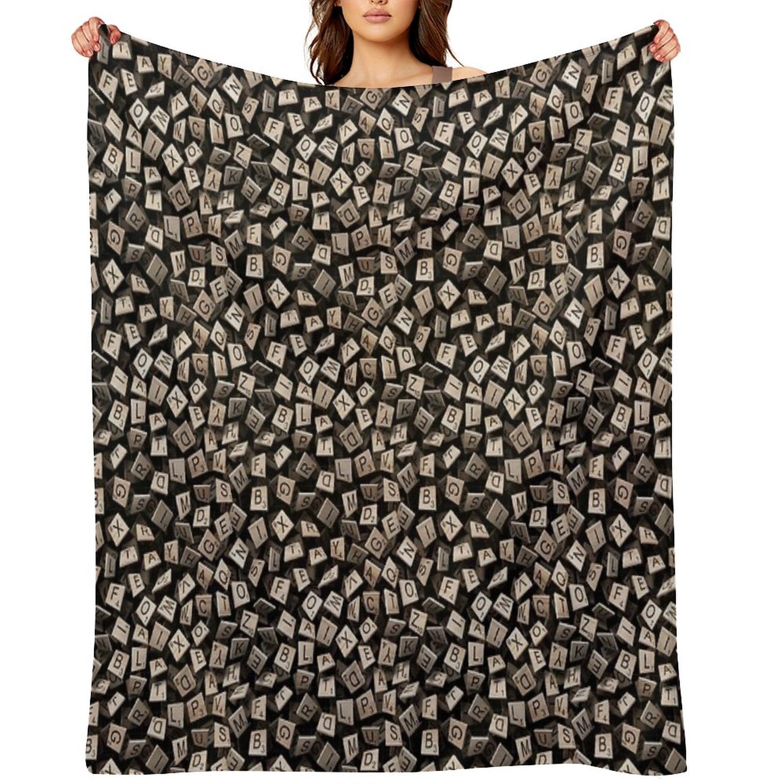 Scrabble Tile Madness Pattern Wrinkle-free Throw Blanket