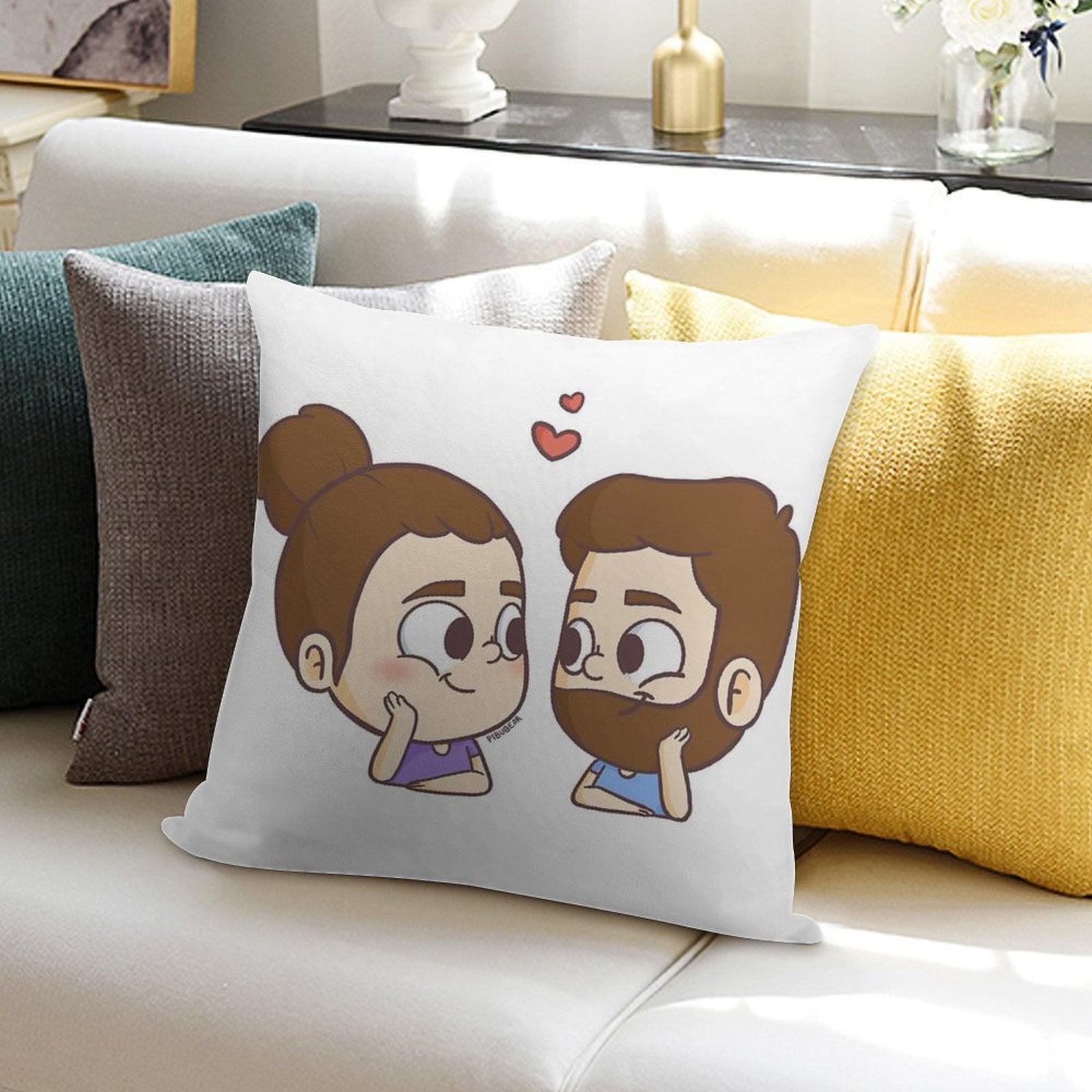 Together - Pibubear Soft Washable Throw Pillow