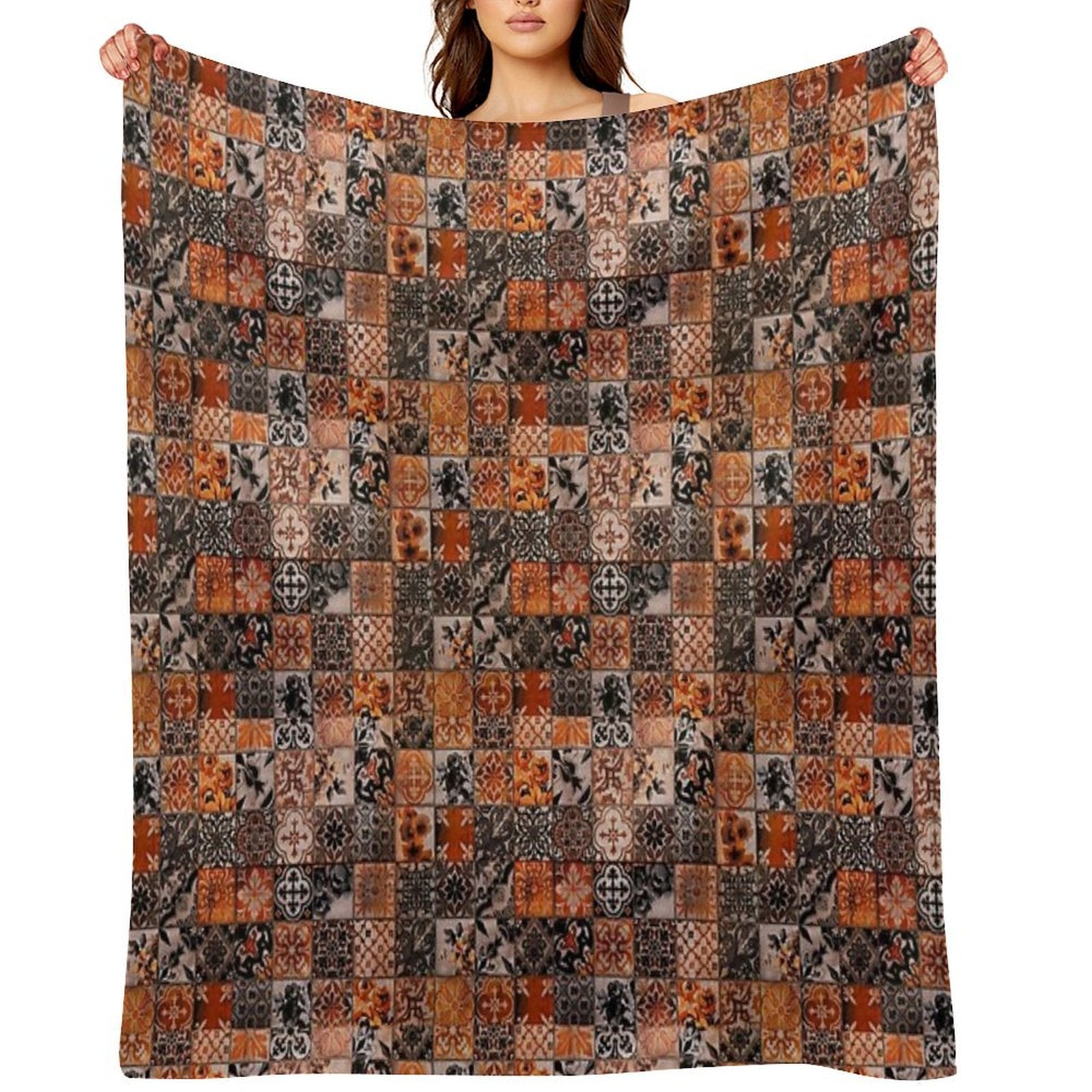 Orange Ornate Durable Throw Blanket