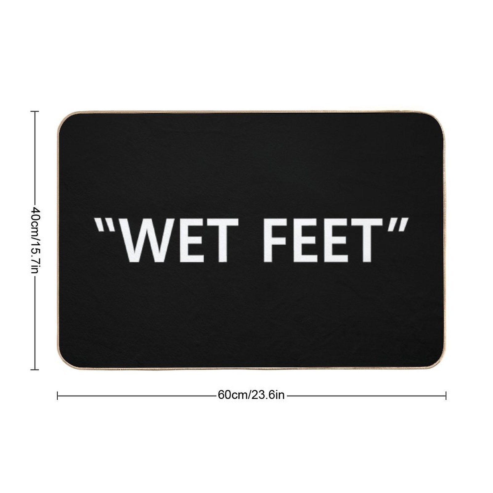 Wet Feet White on Black  Stain-Proof Bath Mat