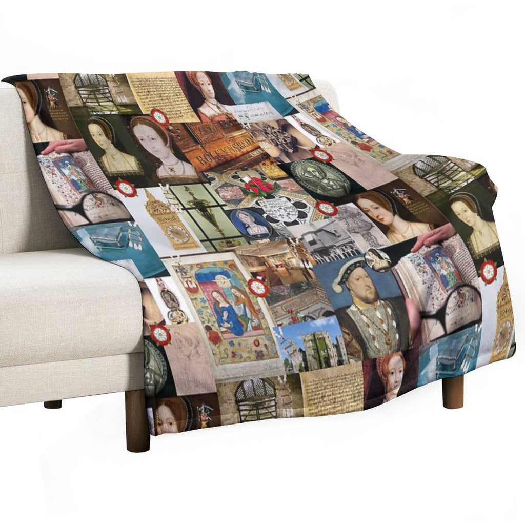 Anne Boleyn Collage Easy Care Throw Blanket