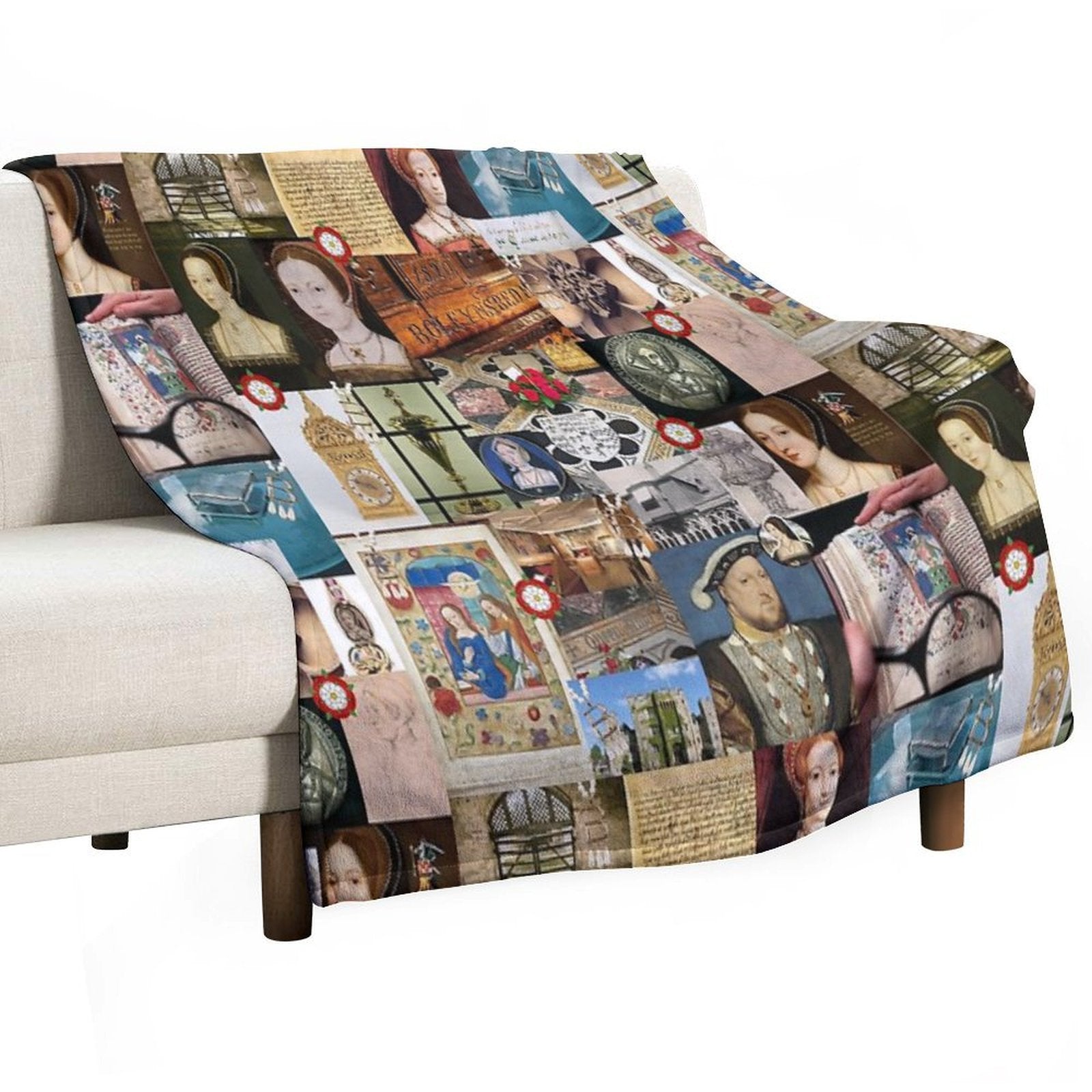 Anne Boleyn Collage Easy Care Throw Blanket