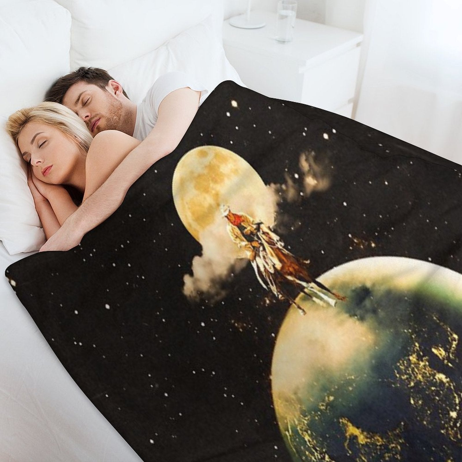 Cowboy In Space Plush Throw Blanket