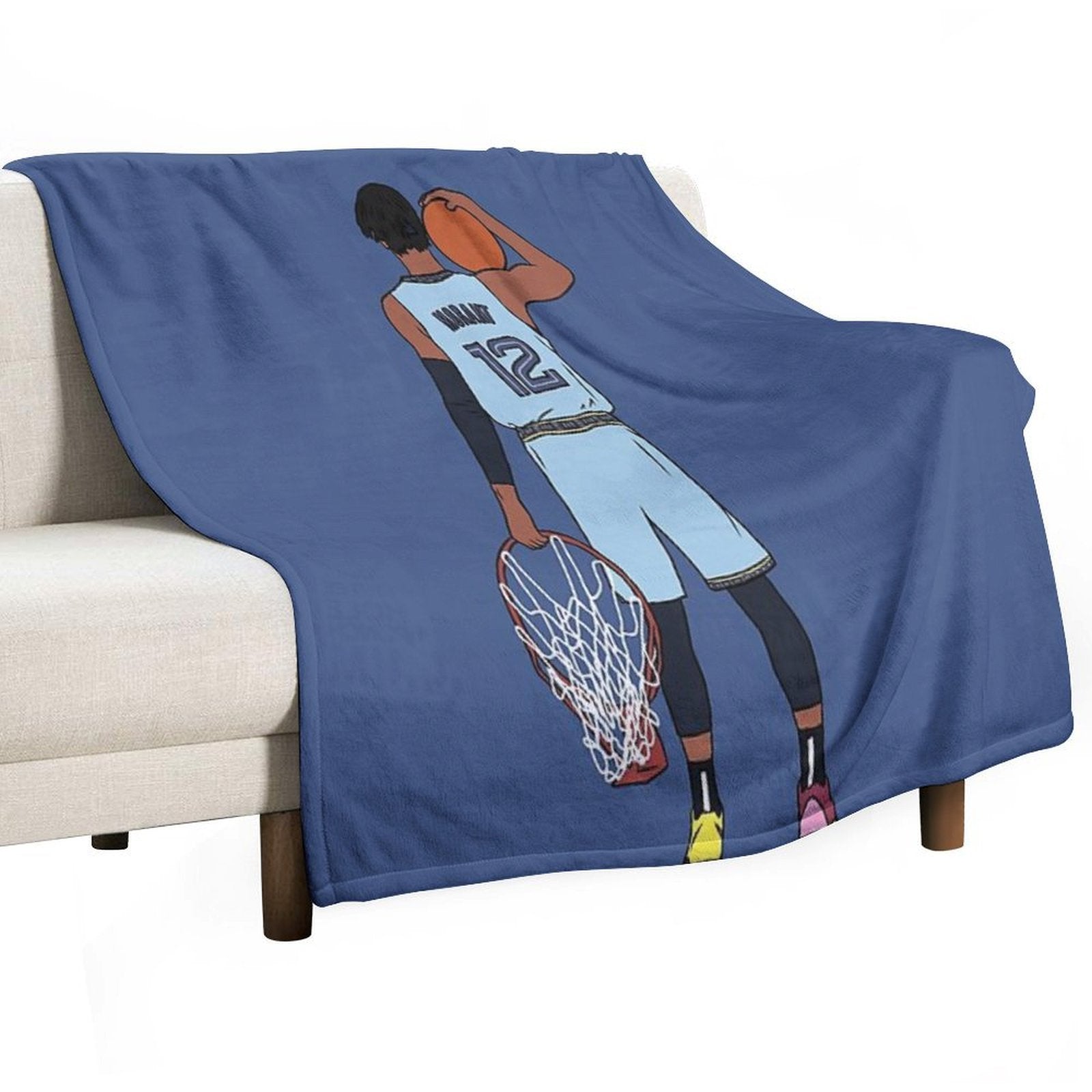Ja Morant And The Rim Sustainable Throw Blanket