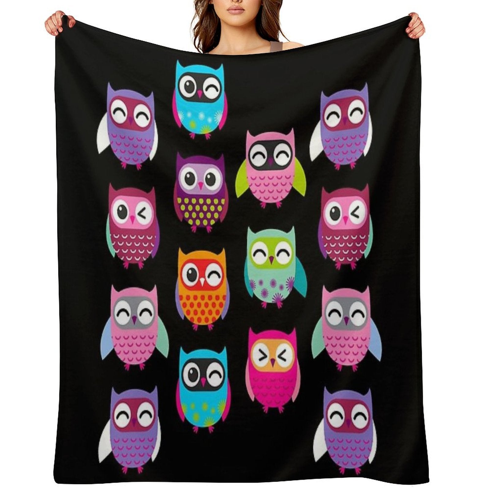 Cute Colorful Owls Versatility Throw Blanket