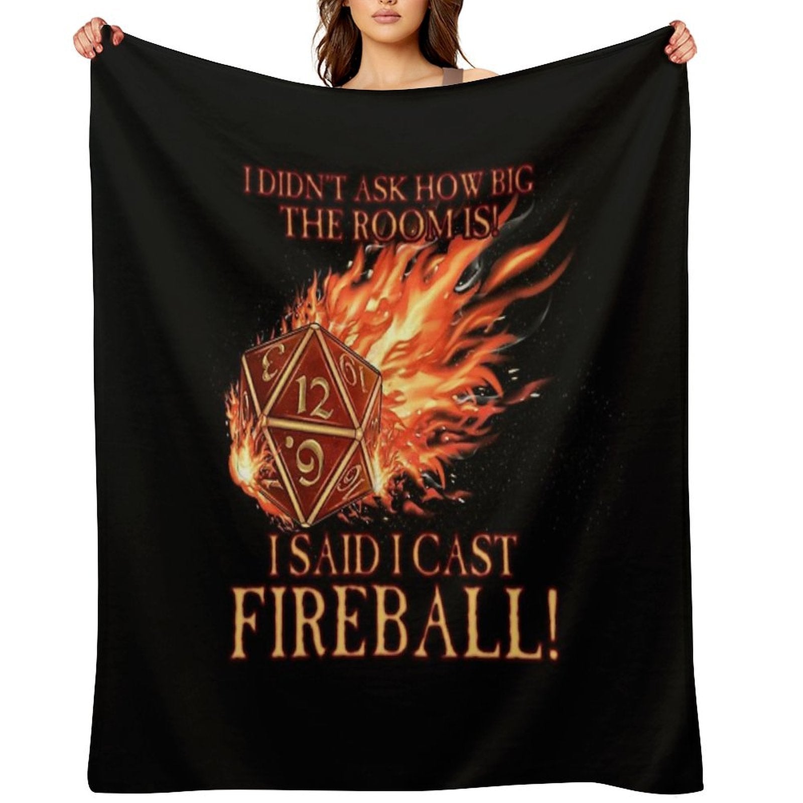 D20 I Didn't Ask! I Cast Fireball! Multi-functional Throw Blanket