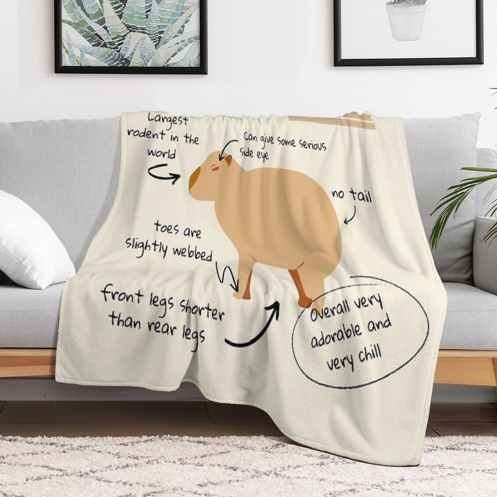 Anatomy of A Capybara Durable Throw Blanket