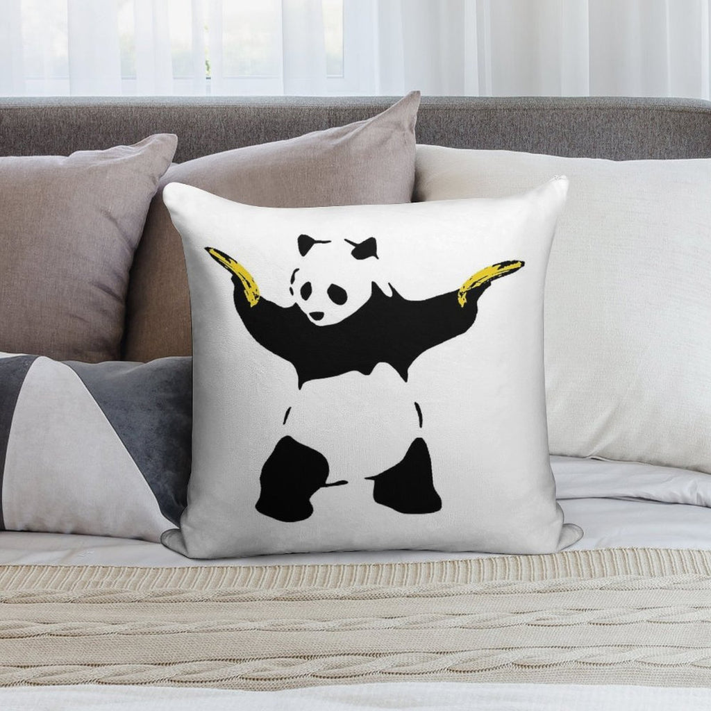 Bad Panda Stencil Soft Ultra-Soft Texture Throw Pillow