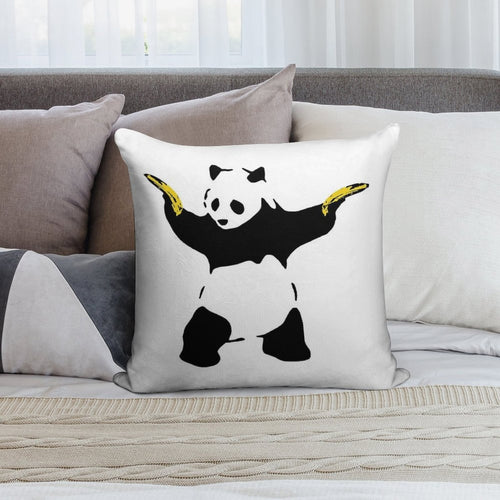 Bad Panda Stencil Soft Ultra-Soft Texture Throw Pillow
