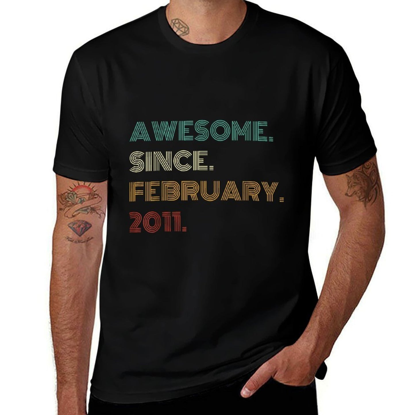 14 Years Old Awesome Since February 2011 14th Birthday  Wrinkle-resistant T-Shirt