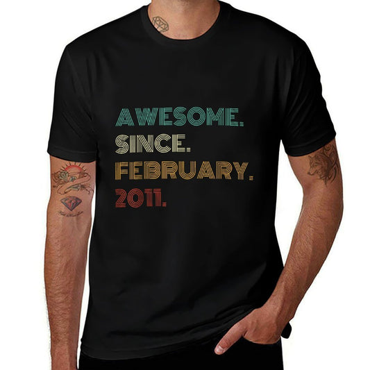 14 Years Old Awesome Since February 2011 14th Birthday  Wrinkle-resistant T-Shirt
