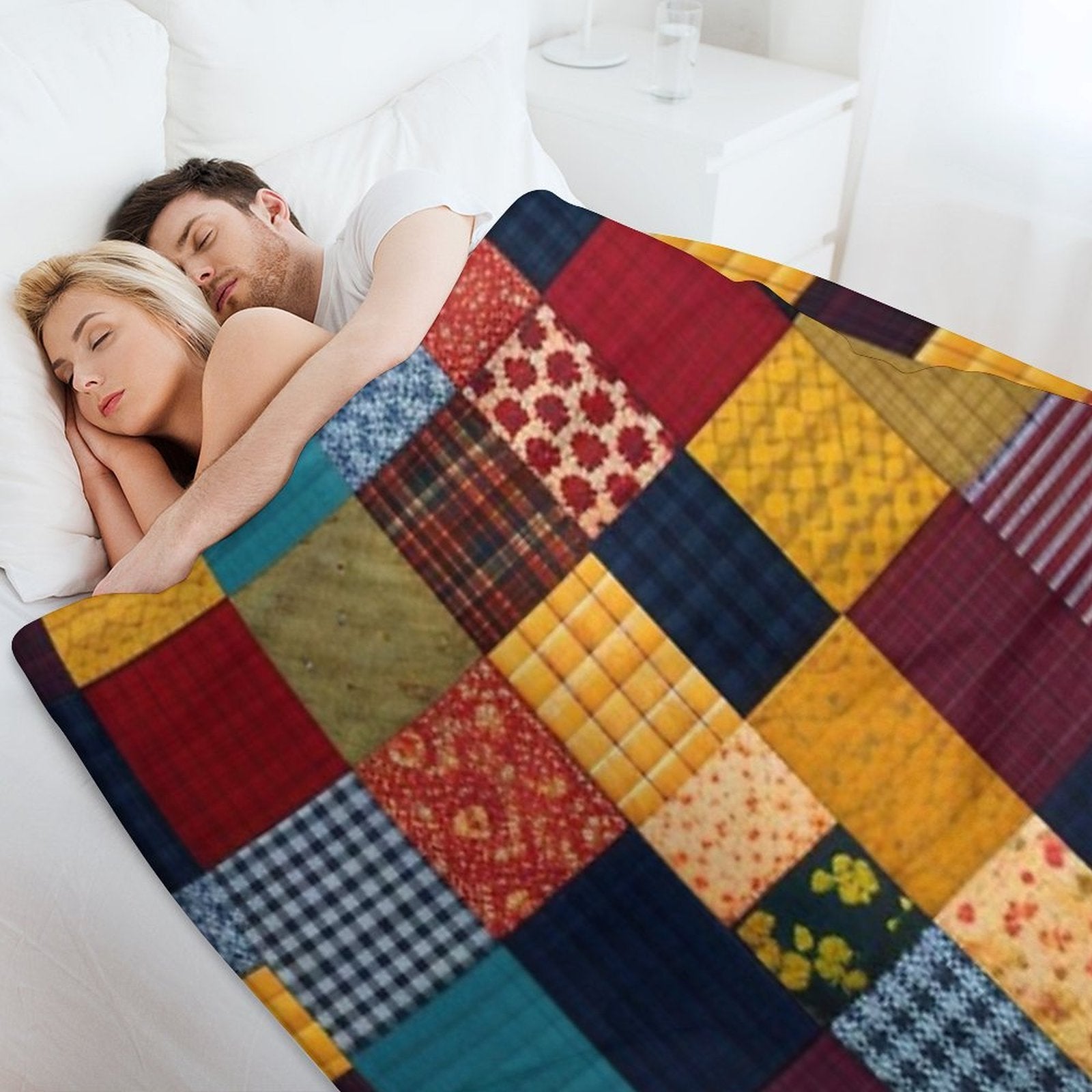 Patchwork Quilt Grid Pattern Versatility Throw Blanket