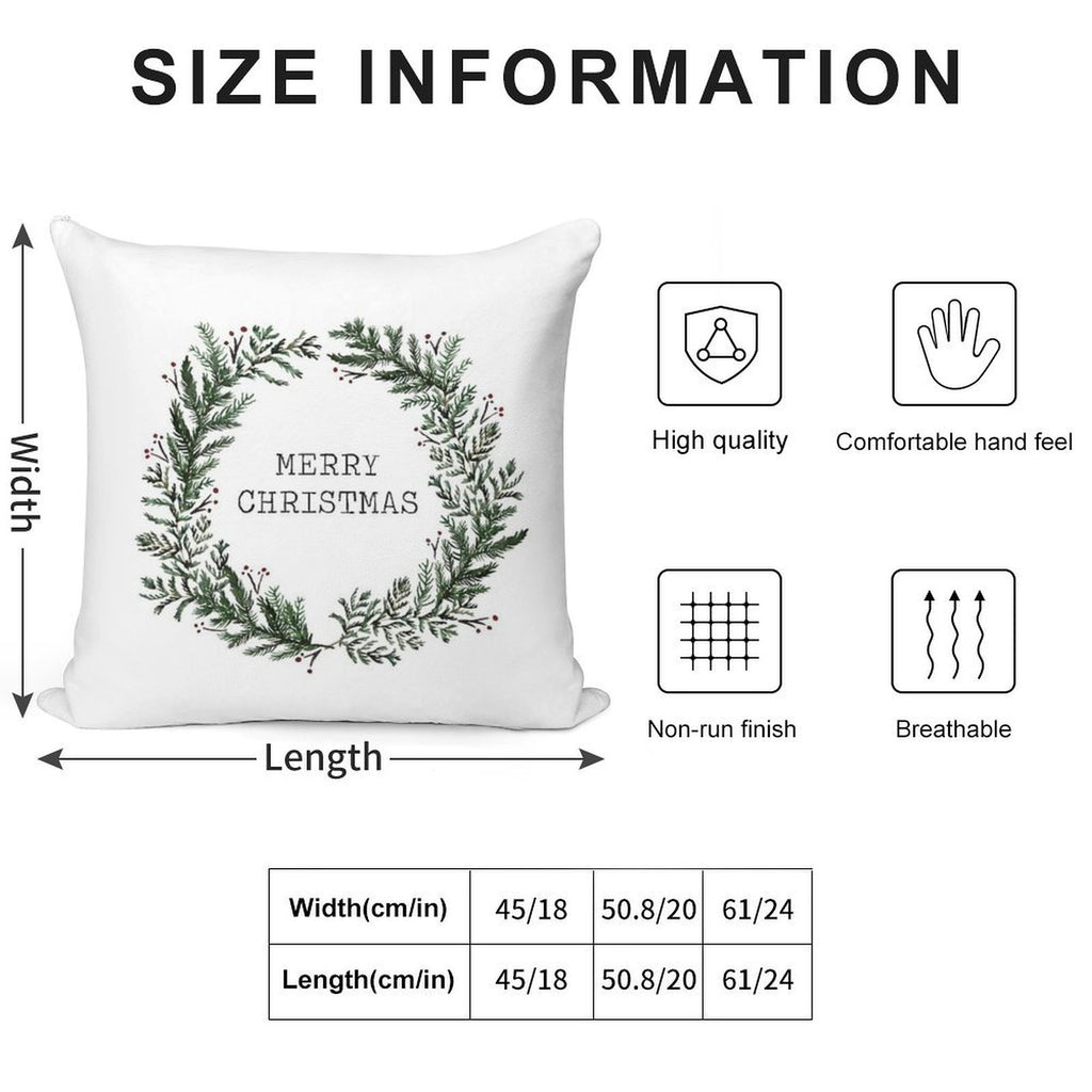 Simple Merry Christmas Soft Hidden Zipper Throw Pillow