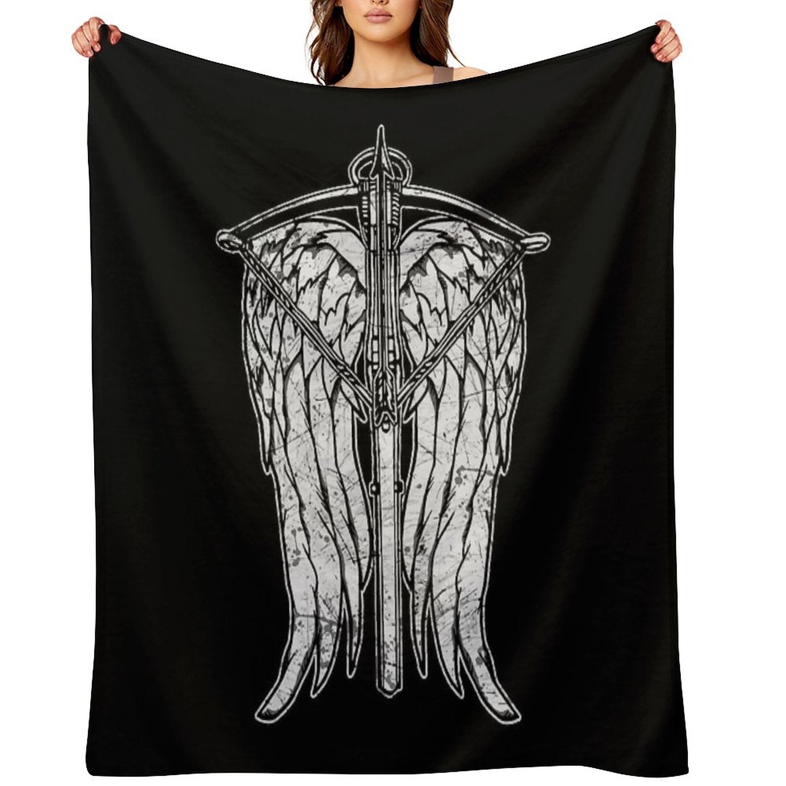 Angel Wings And Crossbow (Dirty) Velvety-soft Throw Blanket