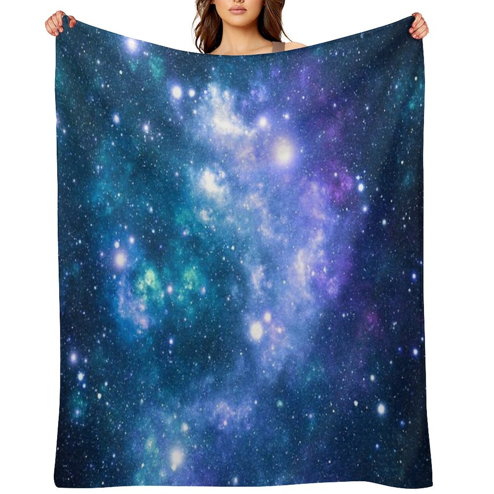 Turquoise Teal Purple Galaxy Nebula All-season Throw Blanket