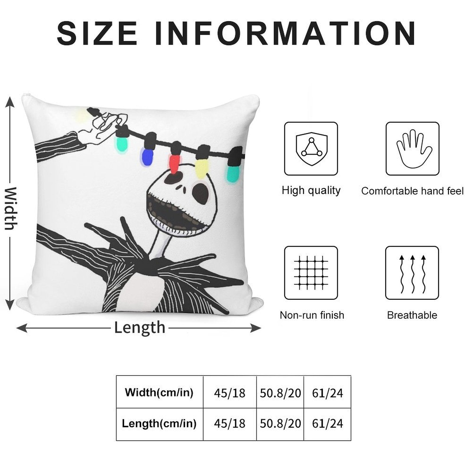 Nightmare before Christmas Soft Washable Throw Pillow