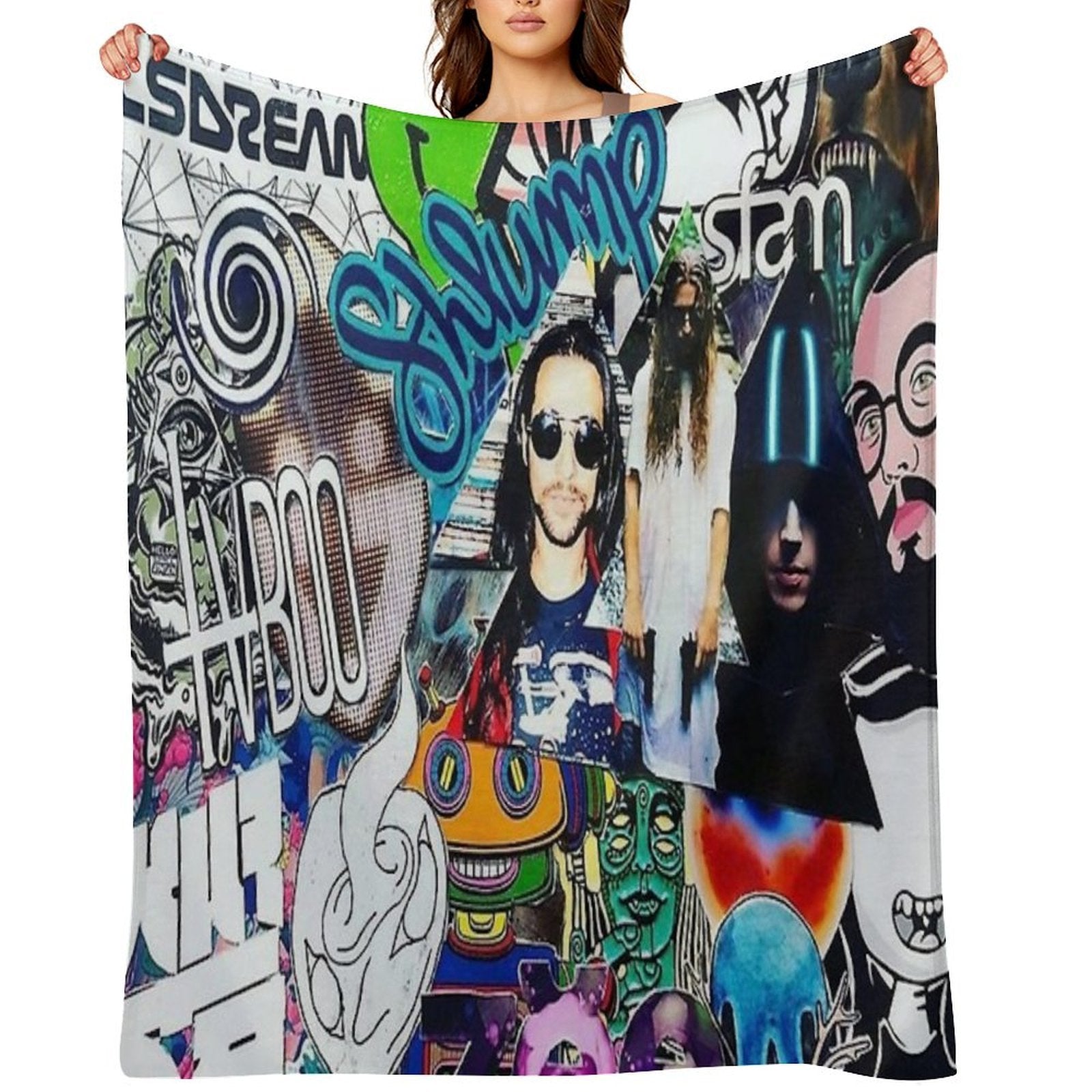 Wakaan Collage Art Plush Throw Blanket