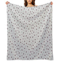 Anime Inspired Cute Kawaii Harajuku Style Grey Bolts And Stars And Chokolate Bunny Heads on Pale Beige Background Travel-friendly Throw Blanket