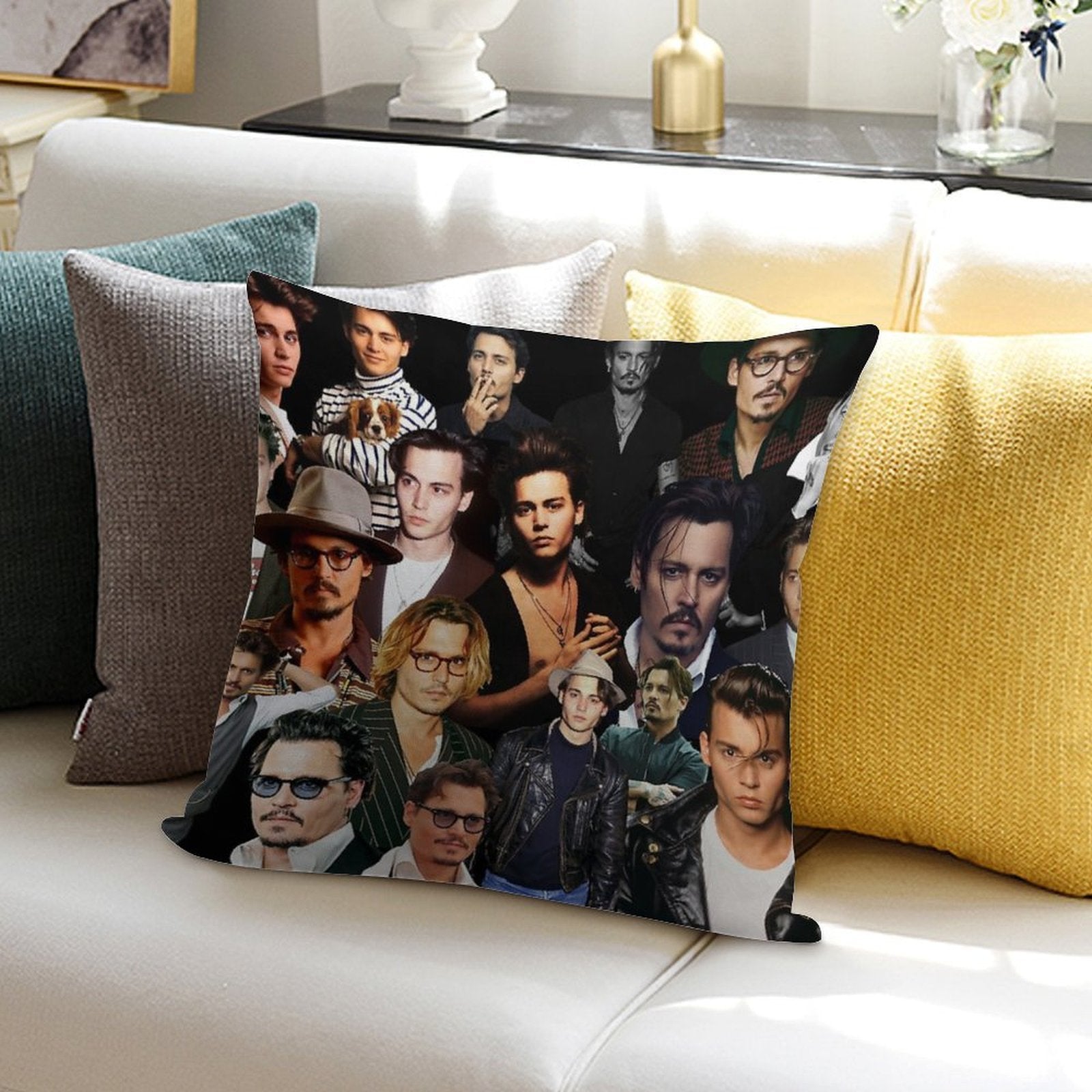 Johnny Depp Sexy Collage Soft Skin-Friendly Throw Pillow