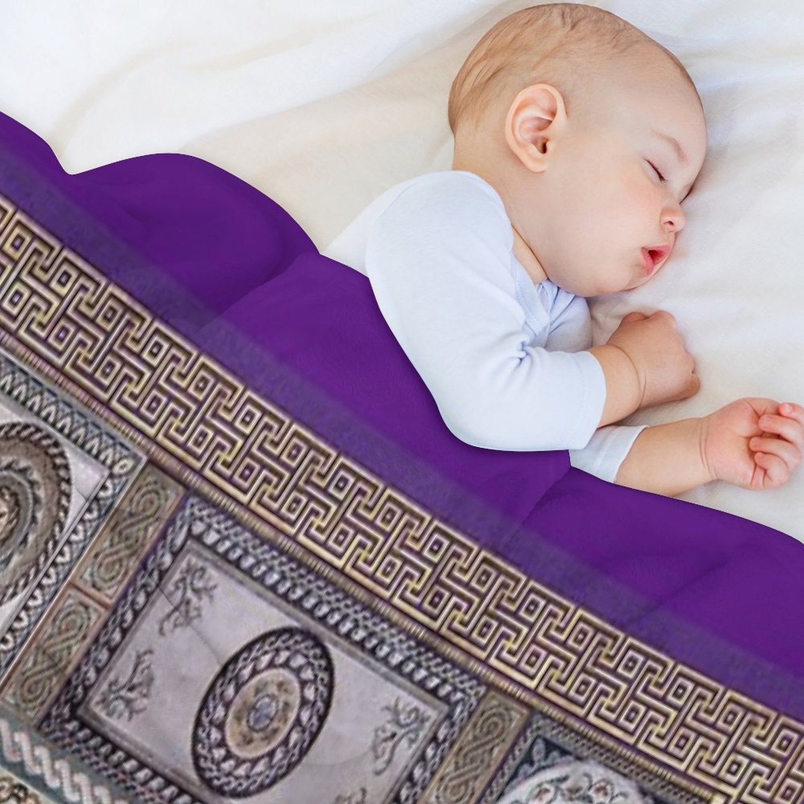 Roman Mosaic - Purple Velvety-soft Throw Blanket
