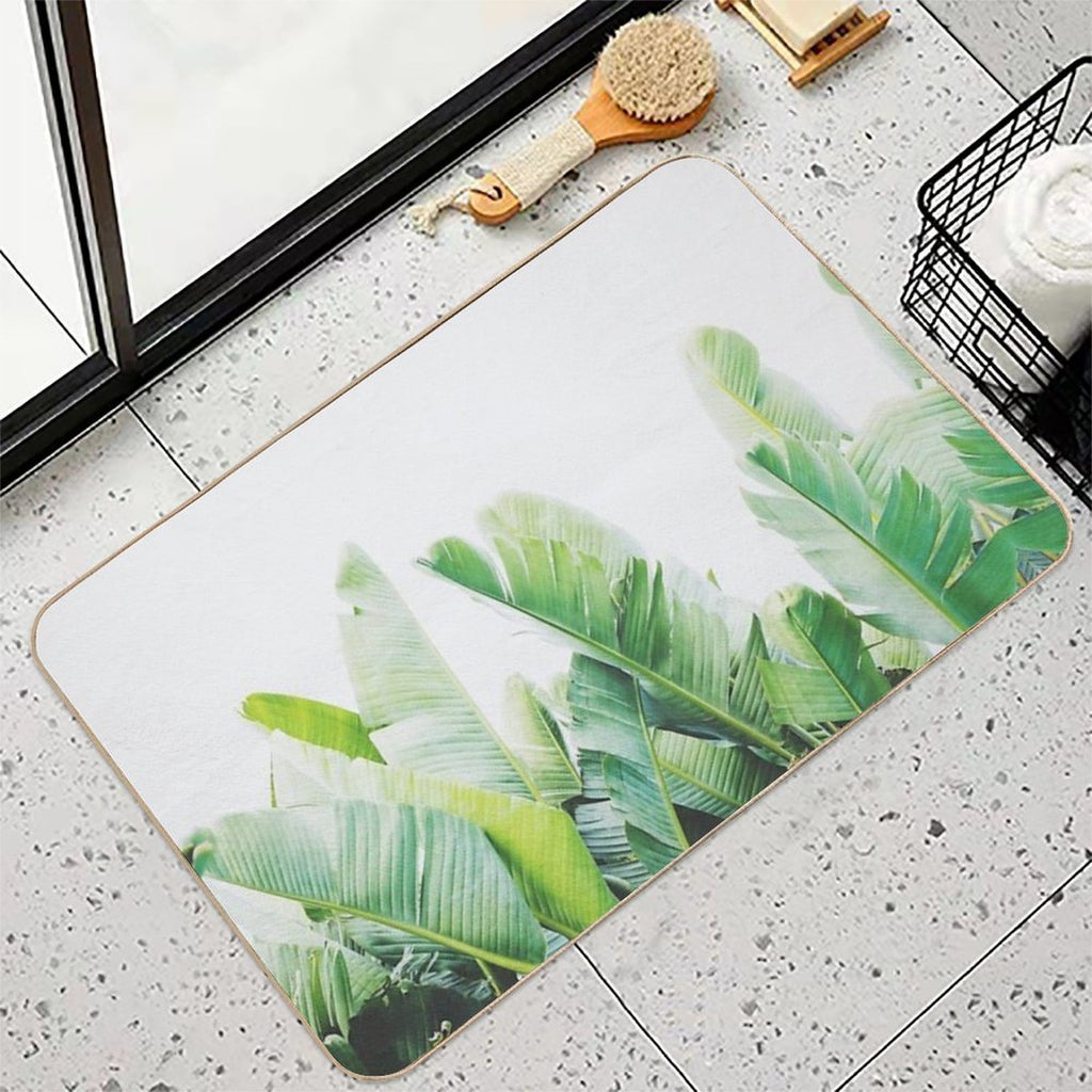 Tropical Banana Leaves  Easy To Clean Bath Mat