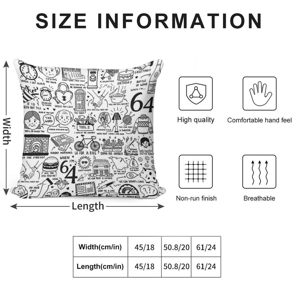 When I’m Sixty Four Soft Skin-Friendly Throw Pillow