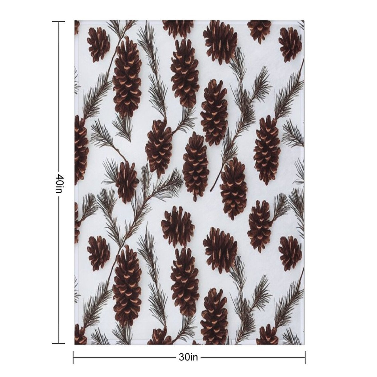 Pine Cones Festive Background with Fir Branch, Seamless Pattern. Wrinkle-free Throw Blanket