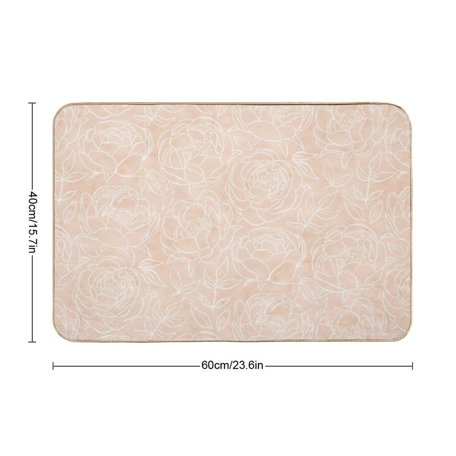Delicate Peony Flowers on A Pastel Textured Creamy Tan Pattern  Odorless Bath Mat