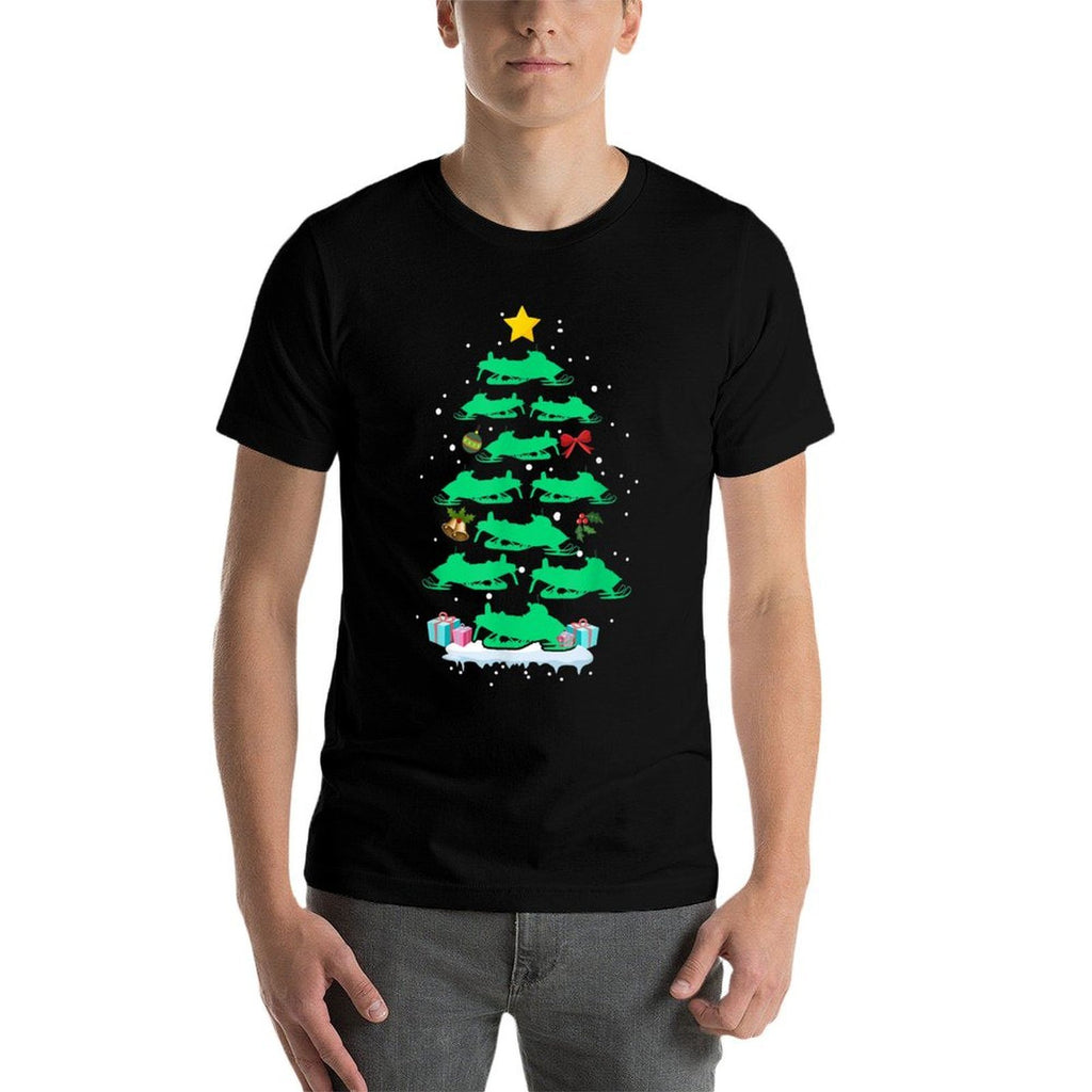 Snowmobile Sled Christmas Tree Xmas For Snowmobile Riding  Odor-resistant T-Shirt