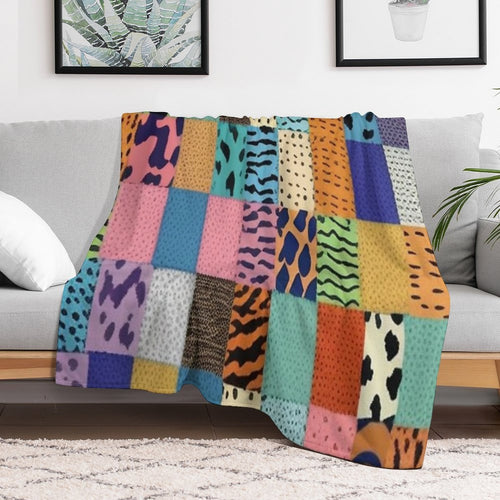 Animal Print Patchwork Quilt Durable Throw Blanket