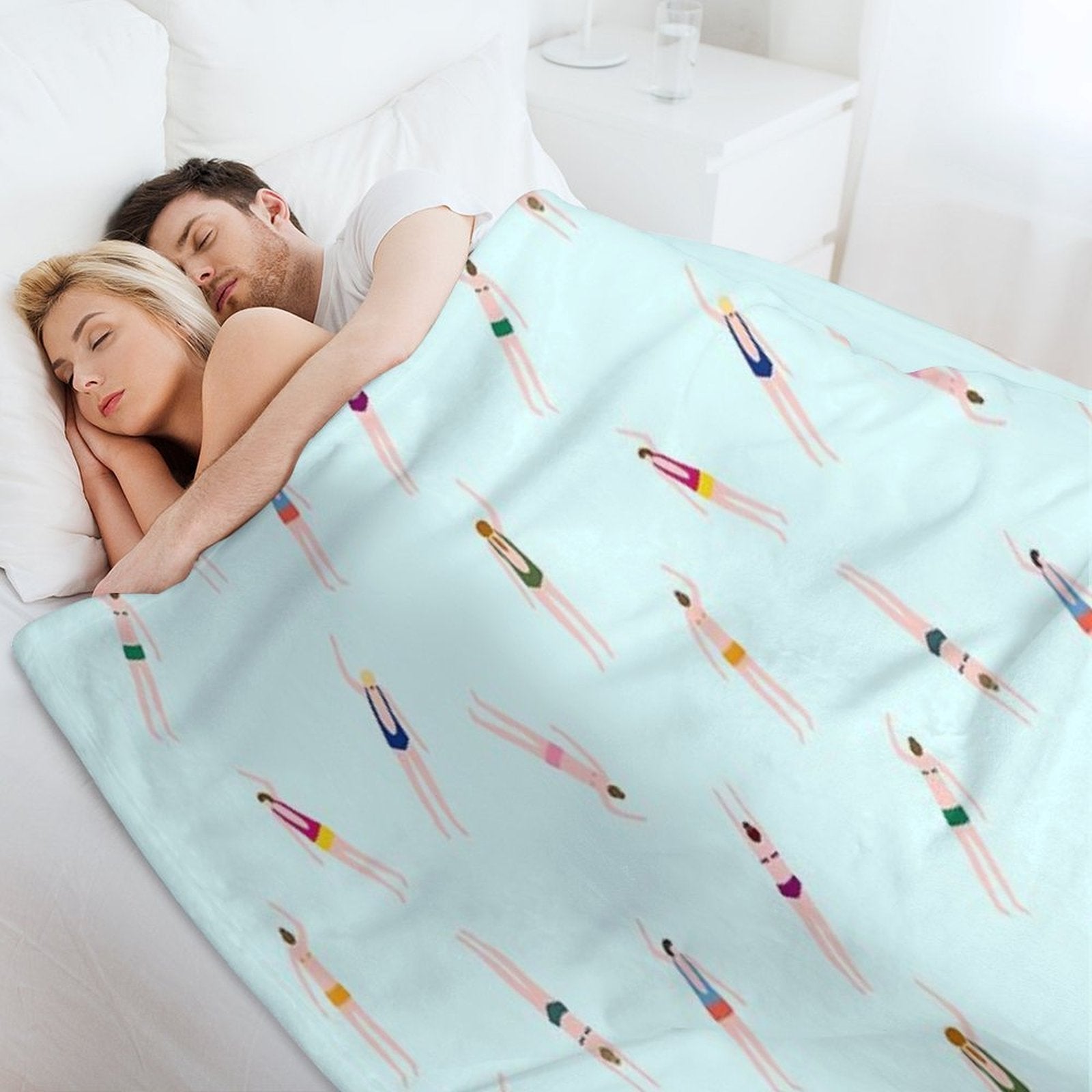 Swimmers in The Pool Sustainable Throw Blanket