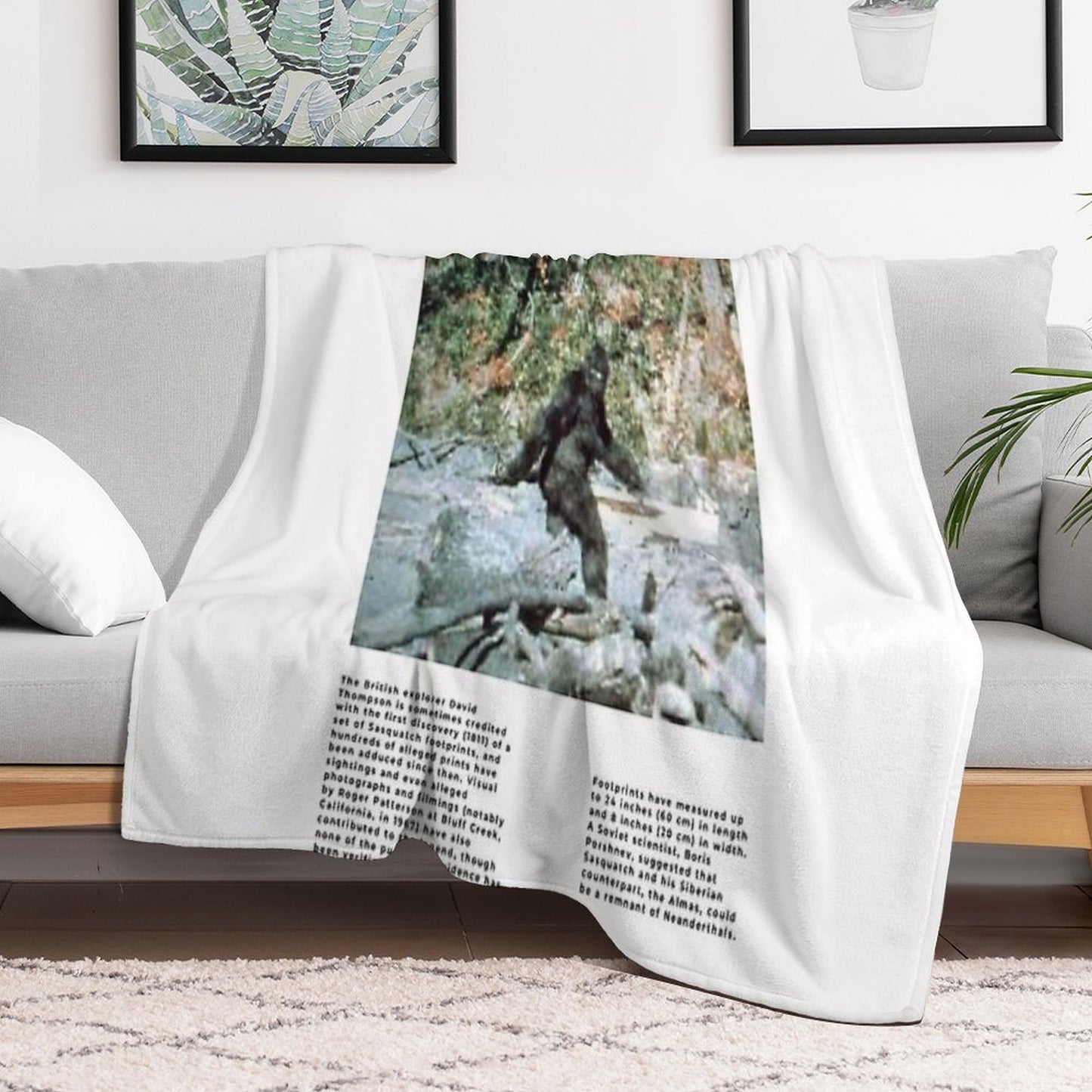 Minimalist Cryptids Bigfoot Eco-conscious Throw Blanket