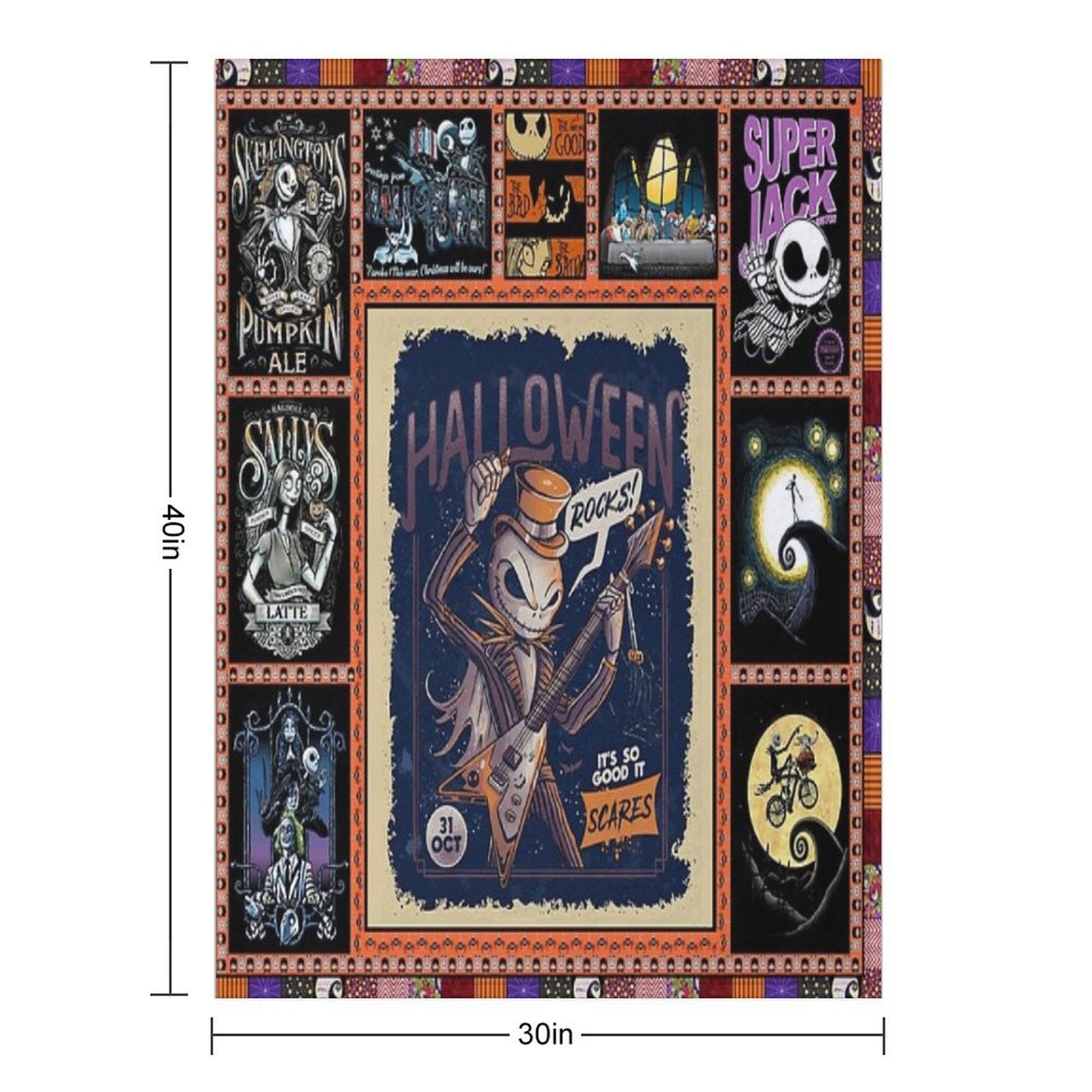 Jack Skeleton Photo Collage Gifts Multi-functional Throw Blanket