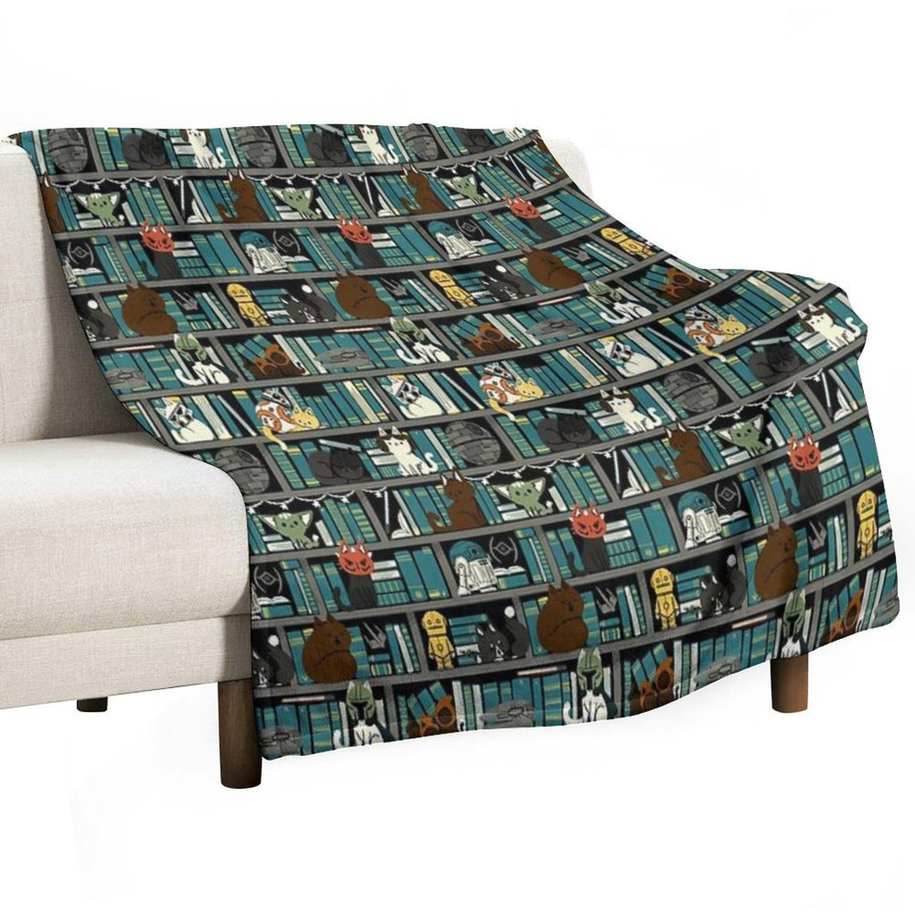 Library Kitten Wars Travel-friendly Throw Blanket