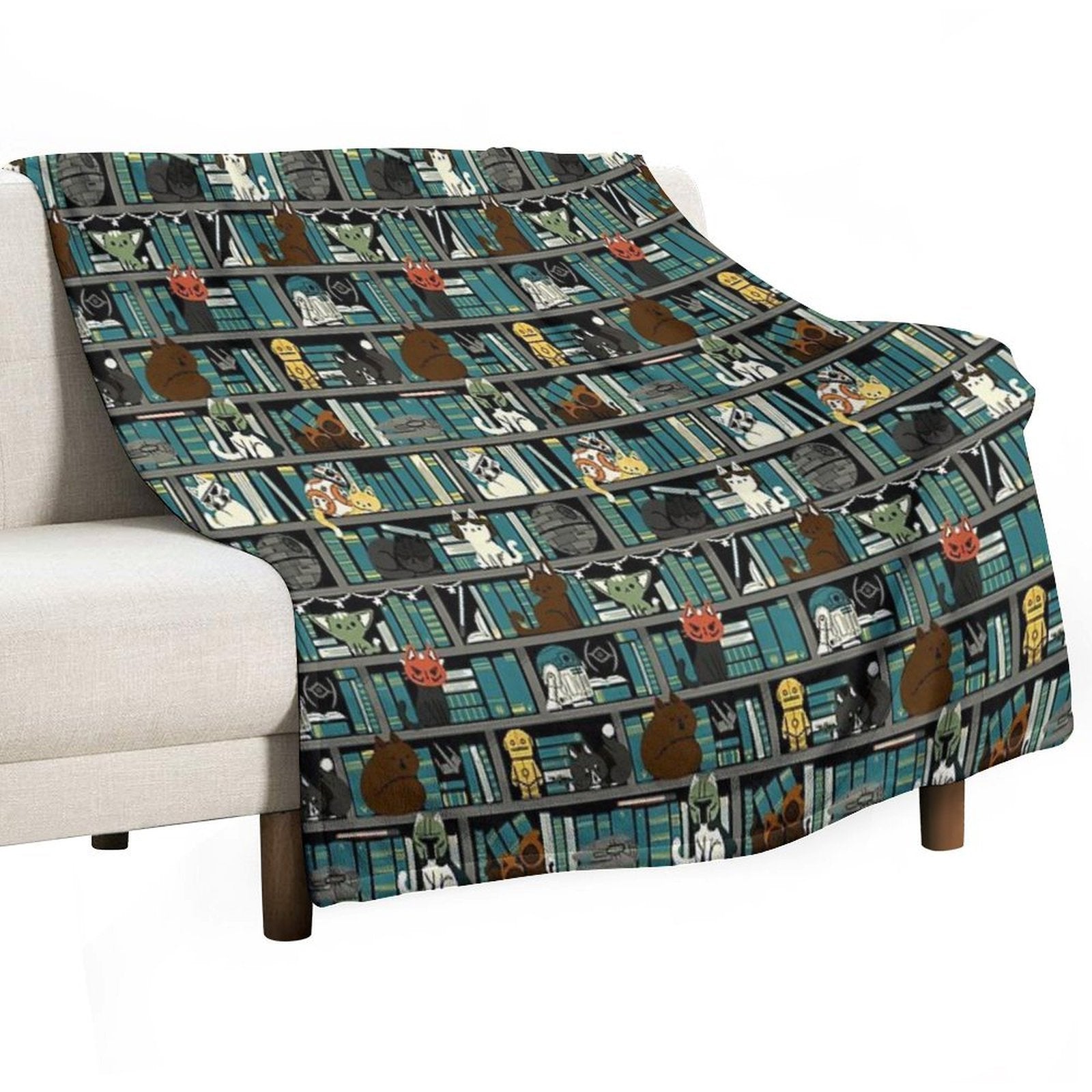 Library Kitten Wars Travel-friendly Throw Blanket
