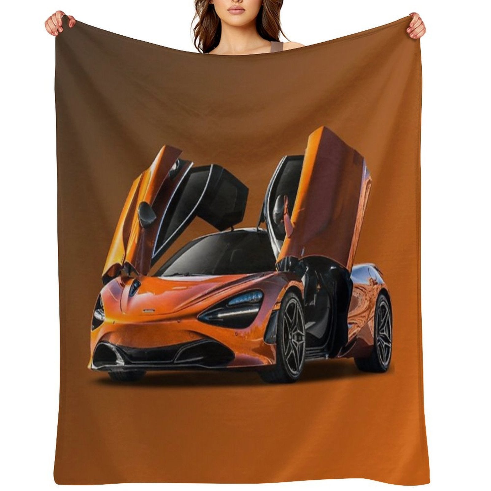 Orange Super McLaren P1 Formula 1 Design Sustainable Throw Blanket