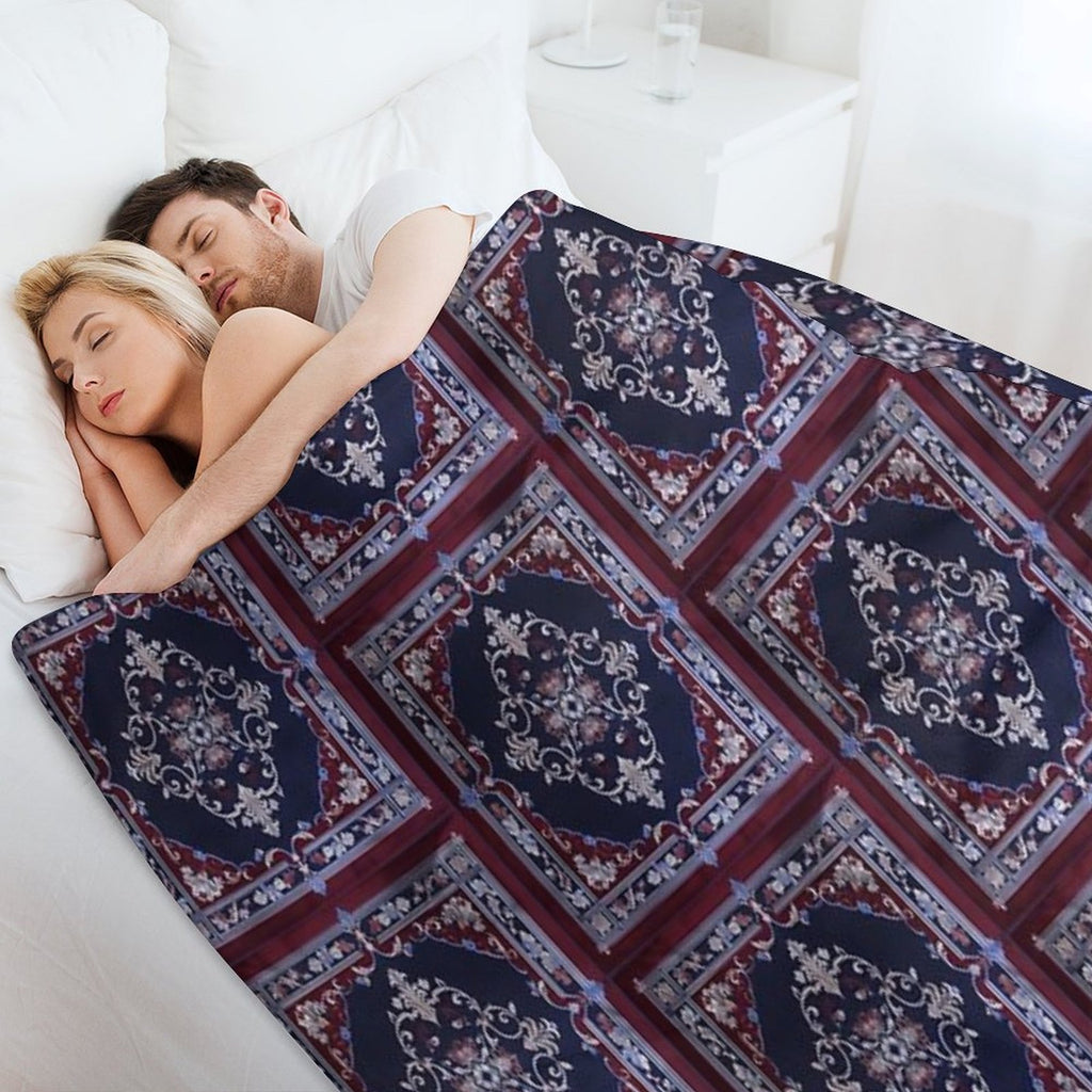 Burgendy Blue Rug Comfort Throw Blanket