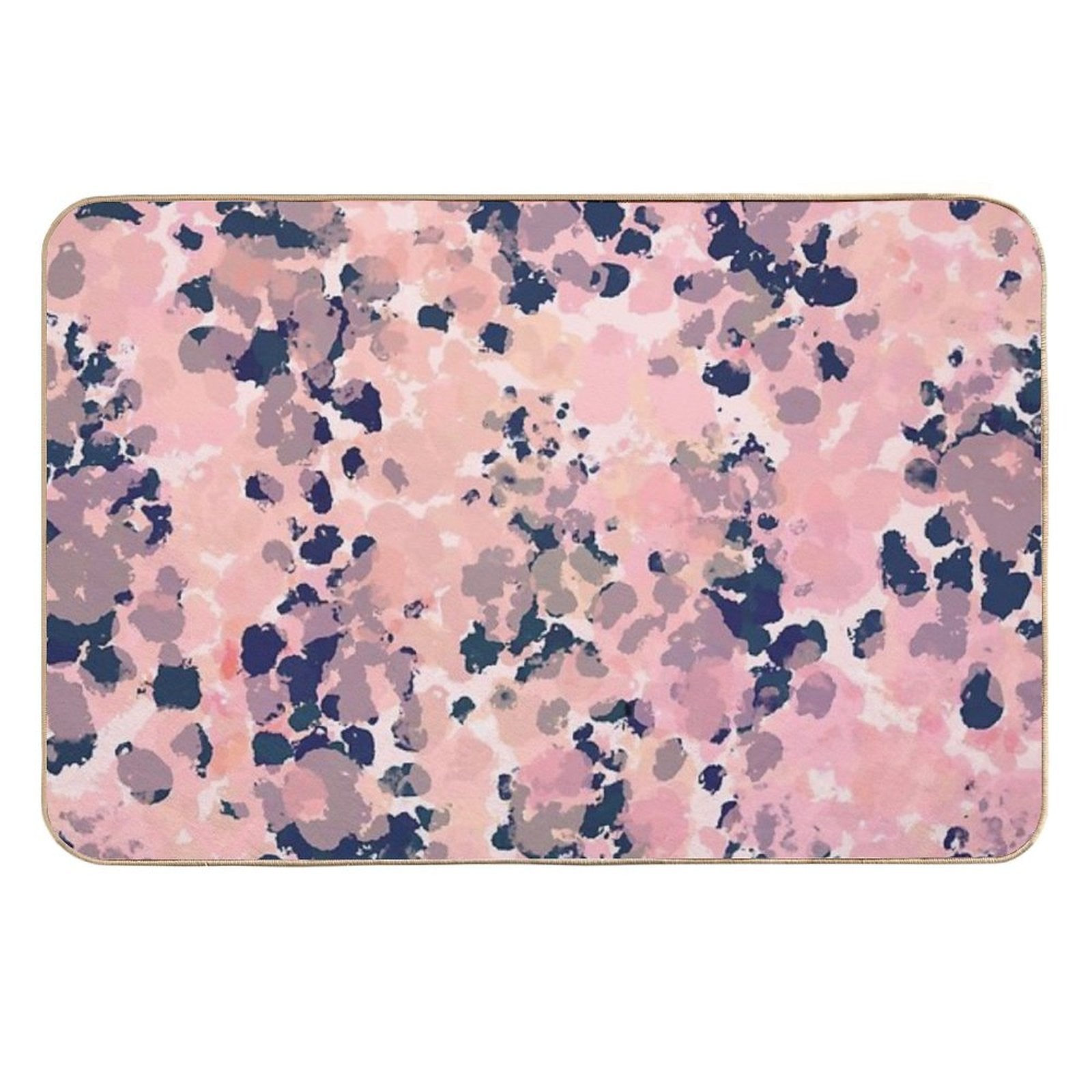 Smudgy Painted Abstract Pattern in Navy Blue, Pink, Taupe, And Blush  Eco-Friendly Bath Mat